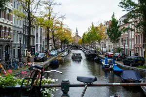 Bicycles by an Amsterdam Canal