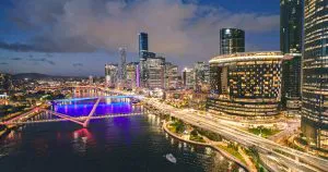 Brisbane Skyline and Kurilpa Bridge at Dusk