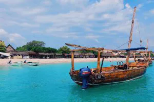 Dhow on Turquoise Water, Zanzibar
