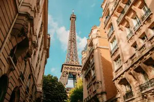 Eiffel Tower from a Paris Street
