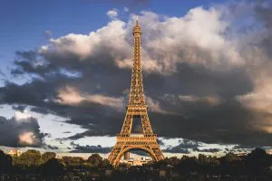 Eiffel Tower under Storm Clouds, Paris