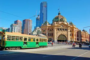 Flinders Street Station and a Tram, Melbourne