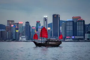 Junk Boat in Victoria Harbour, Hong Kong