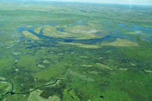 El delta del Okavango desde arriba