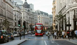 Red Double-Decker Bus in London’s West End