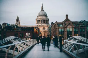 St Paul’s Cathedral and the Millennium Bridge, London