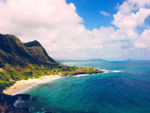 Playa de Waimānalo desde el aire, Oʻahu