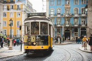 Yellow Tram in Lisbon