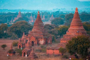 Ancient Stupas of Old Bagan at Sunrise