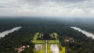 Angkor Wat and Its Moat from Above