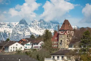 Balzers Village and the Alps