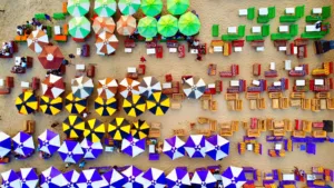 Beach Umbrellas from Above, Accra