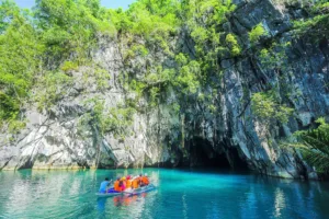 Boat at the Mouth of the Underground River, Palawan