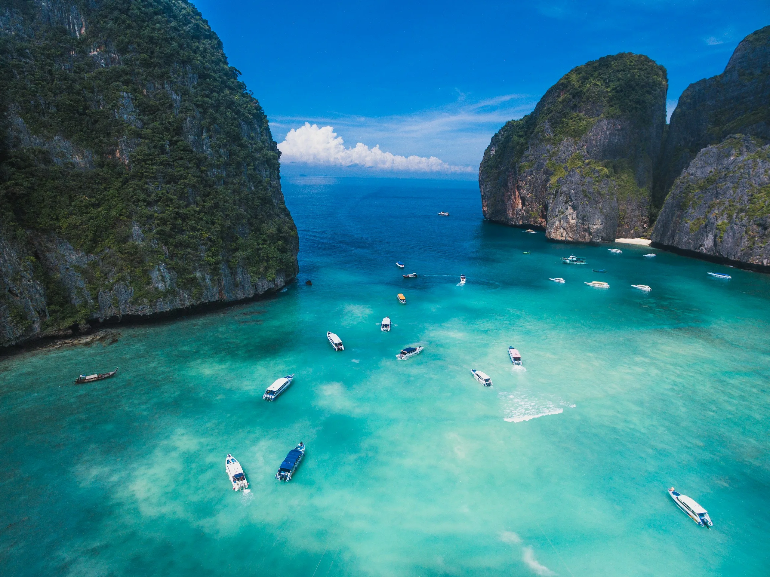 Boats in Maya Bay, Ko Phi Phi Le