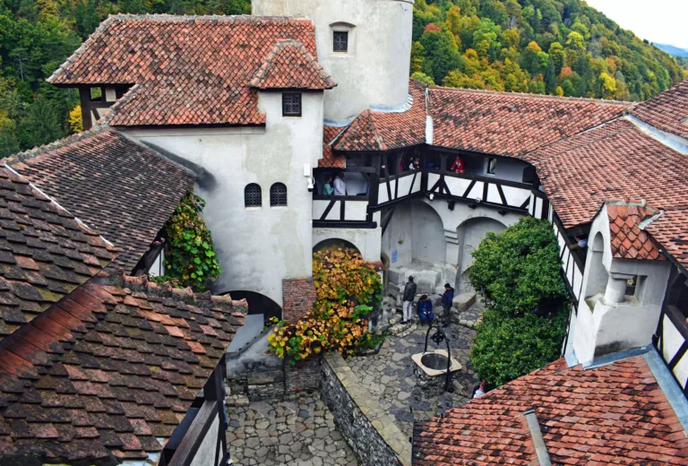 Courtyard of Bran Castle in Autumn