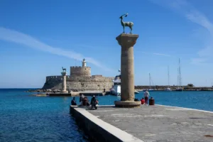 Deer Statue and Saint Nicholas Fortress, Rhodes