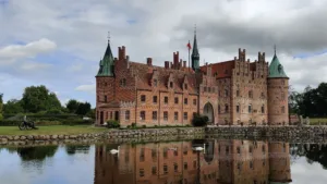 Egeskov Castle with Swans, Funen