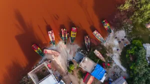 Fishing Boats on Lac Rose from Above