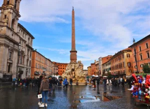 Fuente de los Cuatro Ríos en la Piazza Navona, Roma