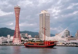 Kobe Port Tower and a Harbour Cruise Ship