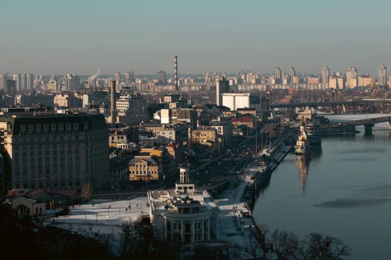 Kyiv Skyline and Dnipro River