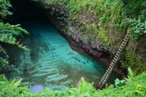 Ladder into To Sua Ocean Trench, Upolu