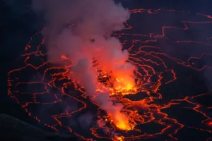 El lago de lava del monte Nyiragongo
