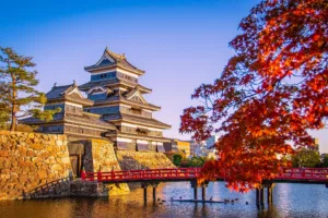 Matsumoto Castle and Red Bridge in Autumn