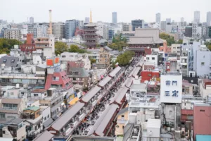 La calle Nakamise y el Senso-ji desde arriba