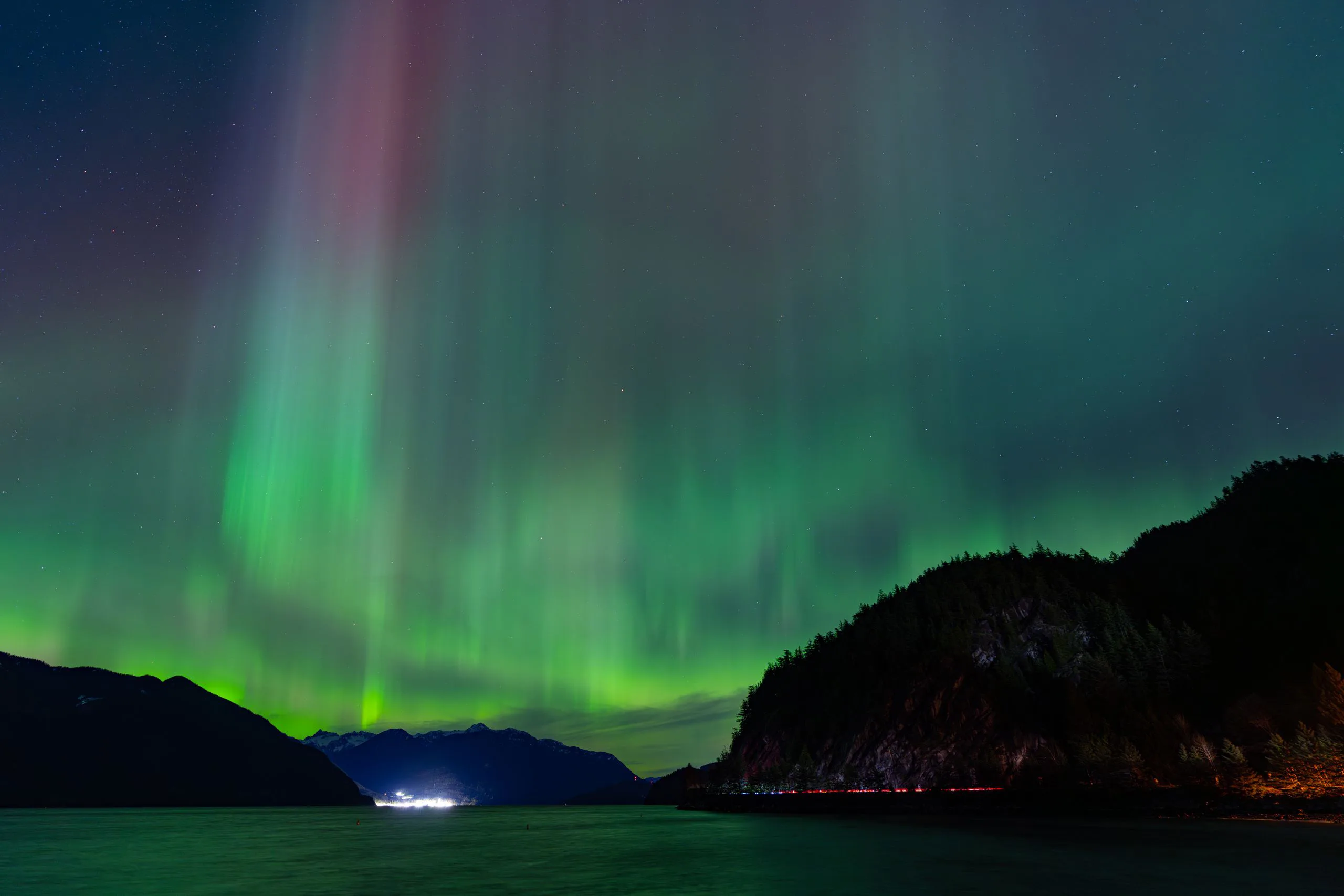 Northern Lights over a Mountain Lake, Canada