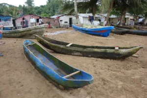 Pirogues on Arena Blanca Beach, Bioko