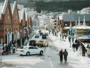 Los almacenes de ladrillo rojo en invierno, Hakodate