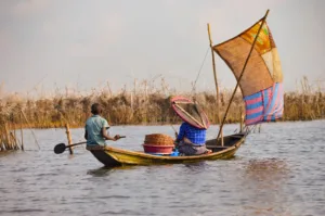 Sailing Canoe on Lake Nokoué