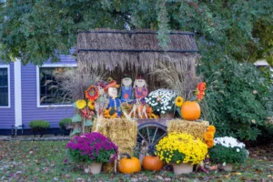 Scarecrows and Pumpkins in Southborough, Massachusetts