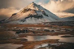 Snowy Peak at Sunset, Iceland
