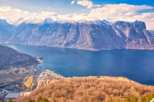 The Aurlandsfjord and Snowy Mountains