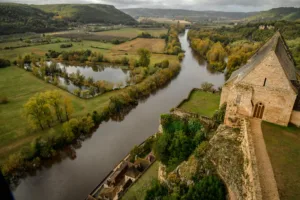 El valle del Dordoña desde Beynac en otoño