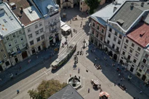 Tram Street in Historic Lviv