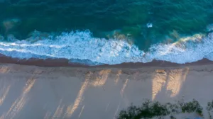 Waves on Tofo Beach from Above