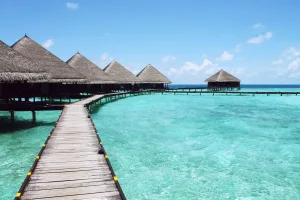 Wooden Walkway to Overwater Villas, Maldives